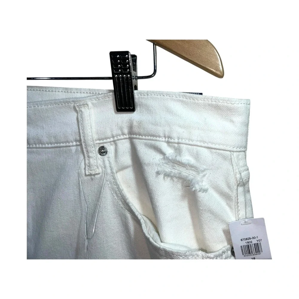 Old Navy Sky-Hi Straight‎ Jeans Women 18 Extra High Rise White Denim Distressed